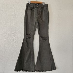 Fashion Nova Hilary Hyper Stretch Flare Jeans, Color Olive IN GOOD CONDITION